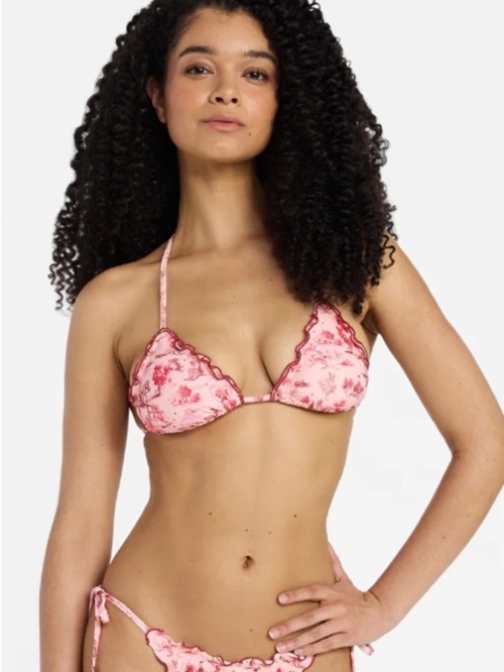 Scenic Route Triangle Bikini Top with Double Lettuce Edge, Women's XXS